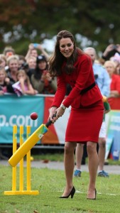 Kate Middleton Shows Off Her Cricket Skills with wearing Heels & Red Dress