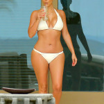 Kim Kardashian Wearing White Bikini with New Husband Kanye West Honeymoon at Mexico
