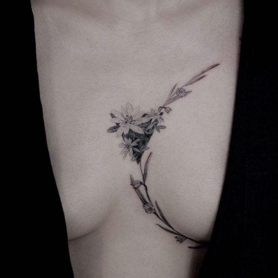 Beautiful Lavender Tattoo Underboob