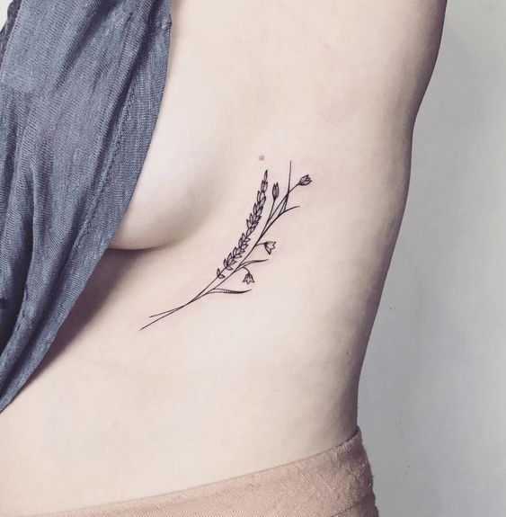 Beautiful Lavender Underboob Tattoo