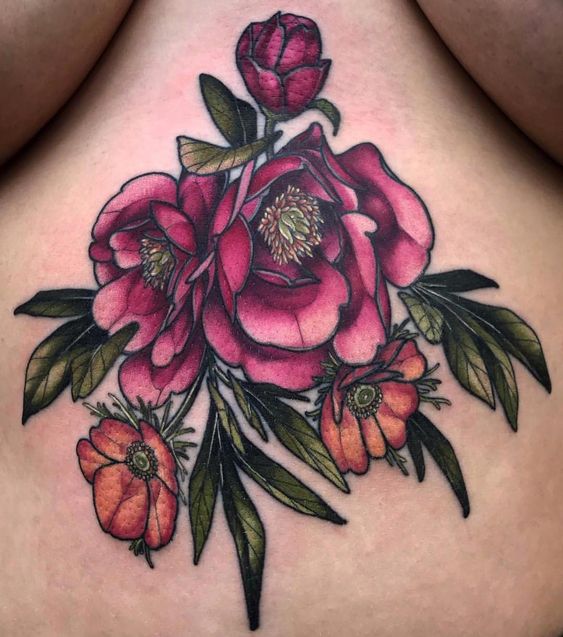 Beautiful Tattoo Under Breast for Girls