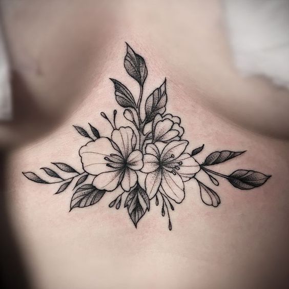 Flower Underboob Tattoo for Girls