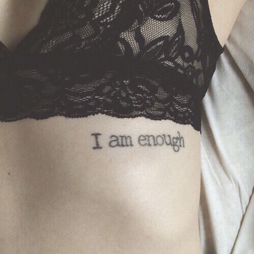 I Am Enough Word Underboob Tattoo