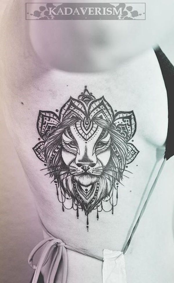 Lion Under boob Tattoo