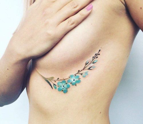 Stunning Flower Underboob Tattoo Designs for Women
