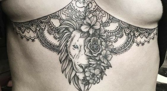 underboob tattoos lion